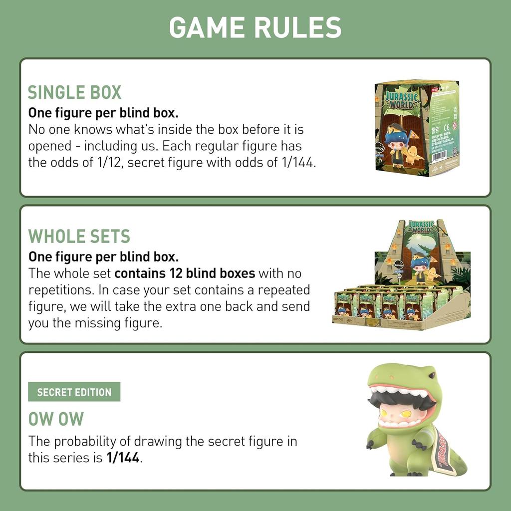 POP MART DIMOO Jurassic World Series Blind Box Figures, Random Design Action Figures, Holiday Birthday Gifts, Single Box
