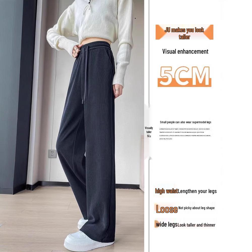 2025 Women's High-Waisted Velvet Pants - European Cotton, Loose Straight-Leg, Autumn/Winter Fashion