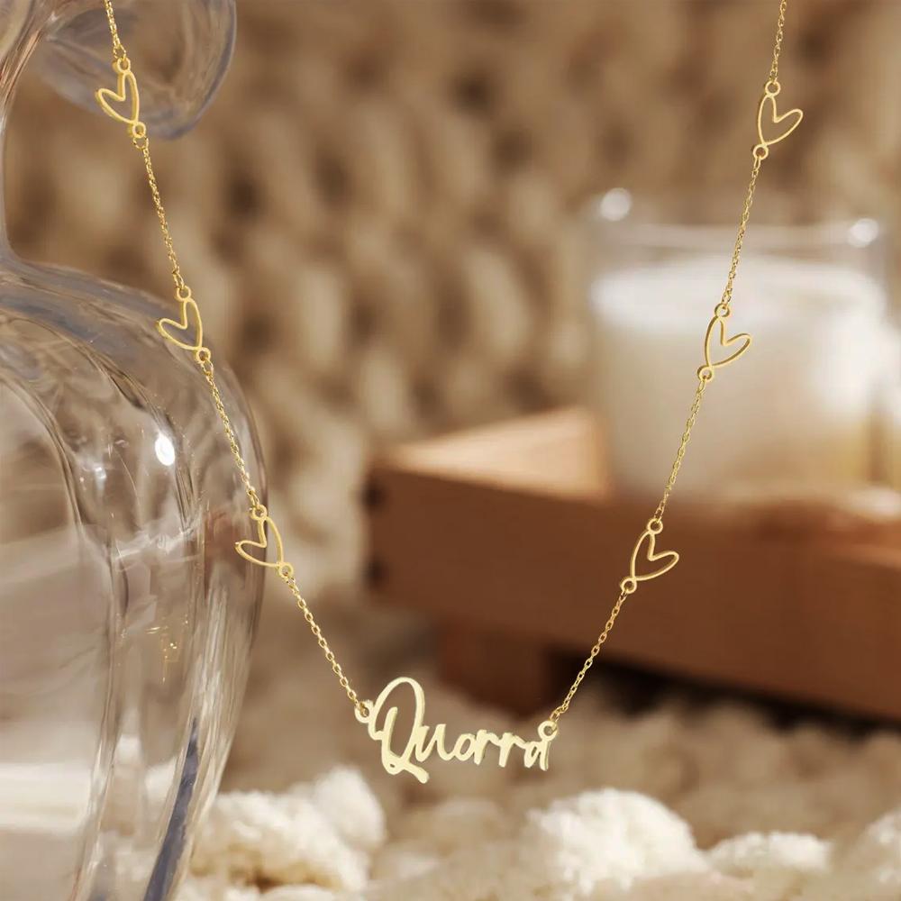 Atoztide Custom Name Necklace for Women with Heart Stainless Steel Jewelry Nameplate Choker Chain Personalized Birthday Gifts