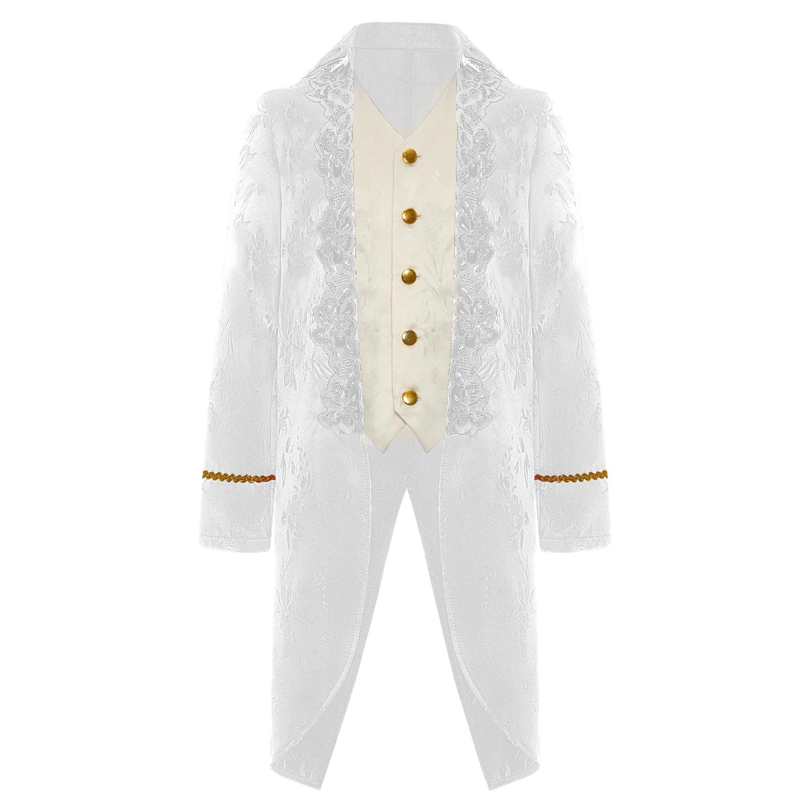 

Хлопчачий ренесансний вікторіанський фрак з відкладним коміром, довгими рукавами, мереживною вишивкою, підробка два в одному 13-14 Years слонова кістка