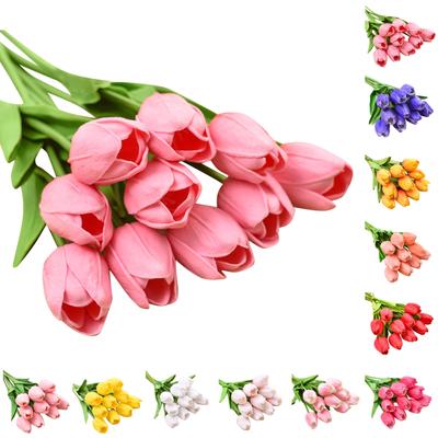 Mazzo di Fiori Artificiali Tulipano Multicolore Floreale per Decorazione Festa di Matrimonio Fiori Casa Esterno Giardino Ornamento Forniture