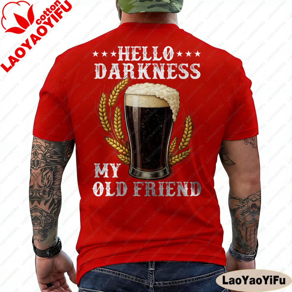 Hello Darkness My Old Friend Dark Irish Beer Design Dark Irish Beer Club ON BACK Picture T Shirt High Quality Cotton Tees S