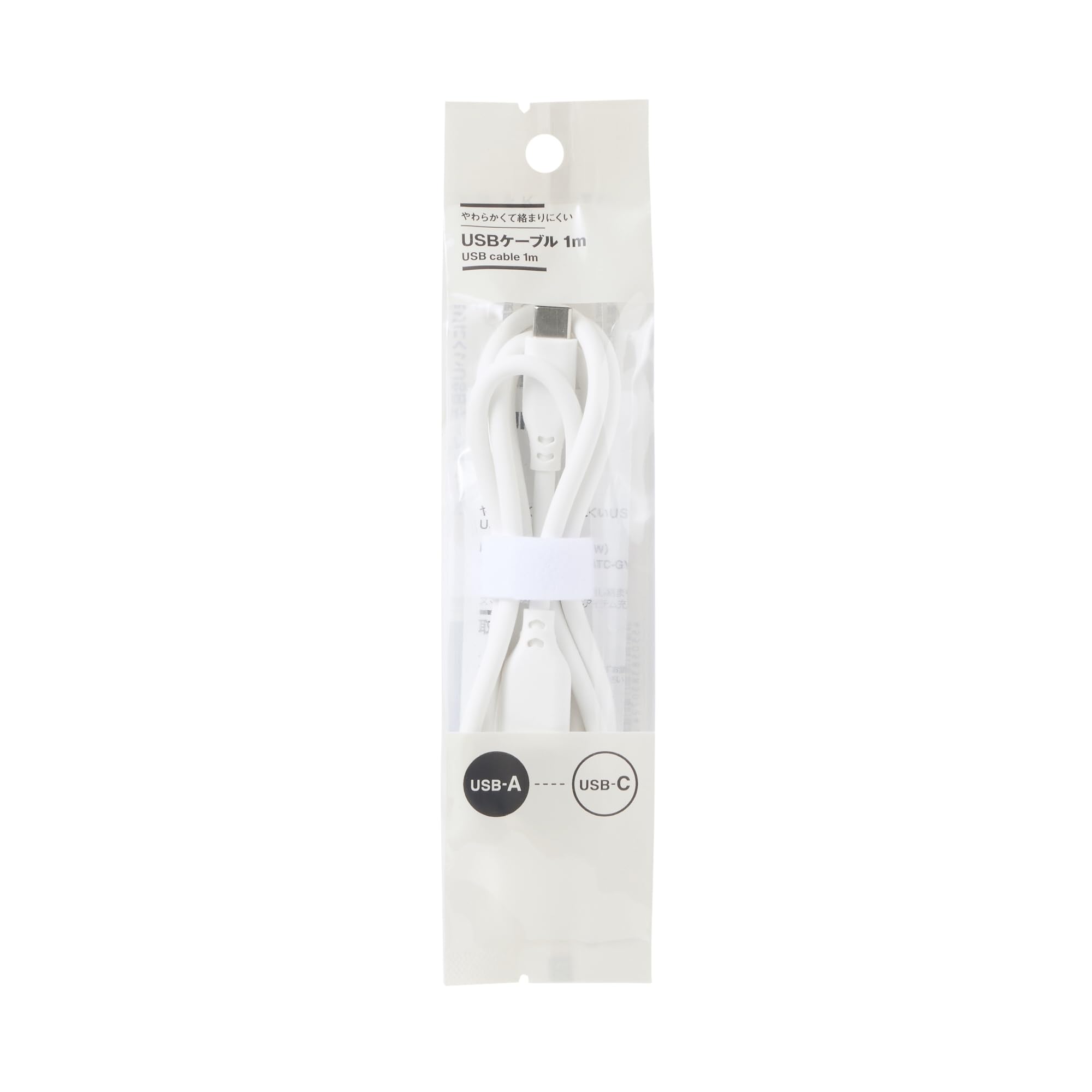 

MUJI USB LA1PSA3A Мягкий, не запутывающийся кабель, 1 м, USB-A/USB-C, Белый, MJ-UC1ATC-W, белый