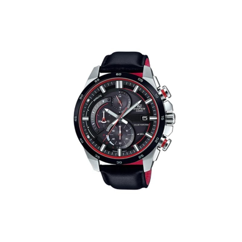 

Casio EDIFICE series 100 meters waterproof, solar quartz movement, leather strap, Japanese and Korean watch, men s watch, black dial EQS-600BL-1A чёрный