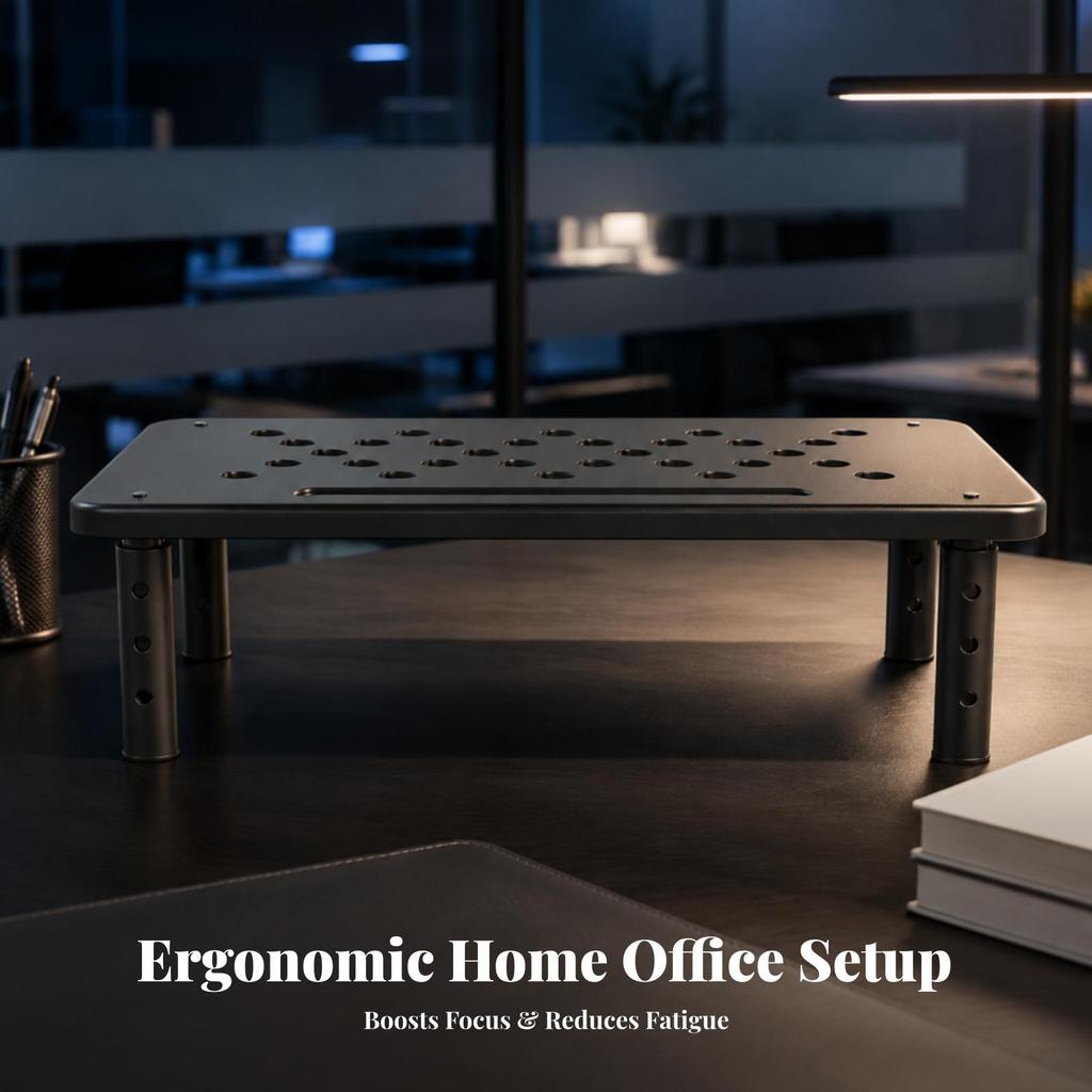 Desktop Monitor Riser Ergonomic for Study Area, Compact Computer Setup