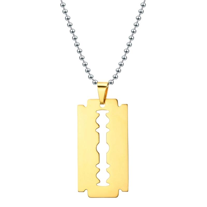 

Trendy Stainless Steel Blade Necklace Men s Hip Hop Men and Women Personality Stainless Steel Pendant Punk Style 1