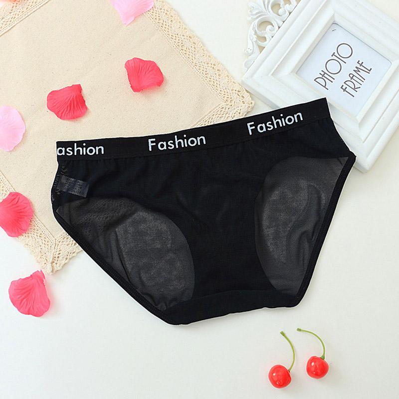 

Сексуальные трусики для женщин, бесшовные трусы ikule, прозрачное нижнее белье из сетчатой ​​пряжи с низкой талией N04 one size чёрный