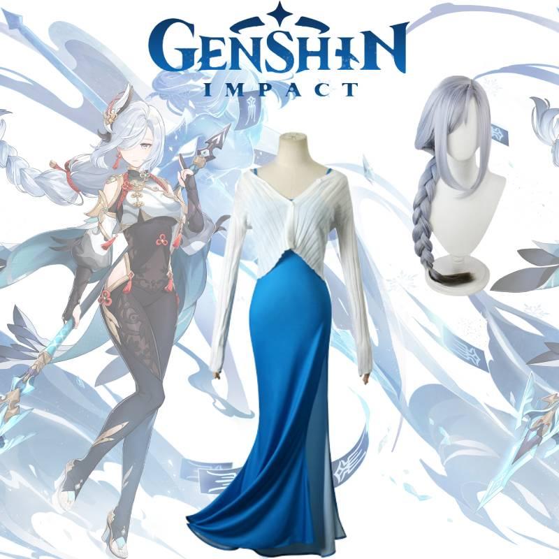 Genshin Impact Shenhe Outfits Fancy Costume Cartoon Game Cosplay Party Dress