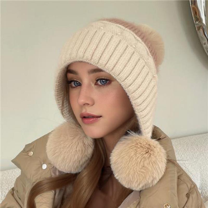 New Winter Fashion Hat for Women, Plush and Thickened for Cold Protection, Sweet and Cute Warm Cold Hat with Ear Protection