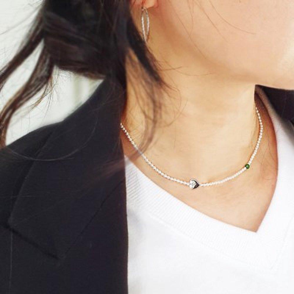 Cute Heart Pearl Choker Necklace (Silver Pearl Choker Necklace)