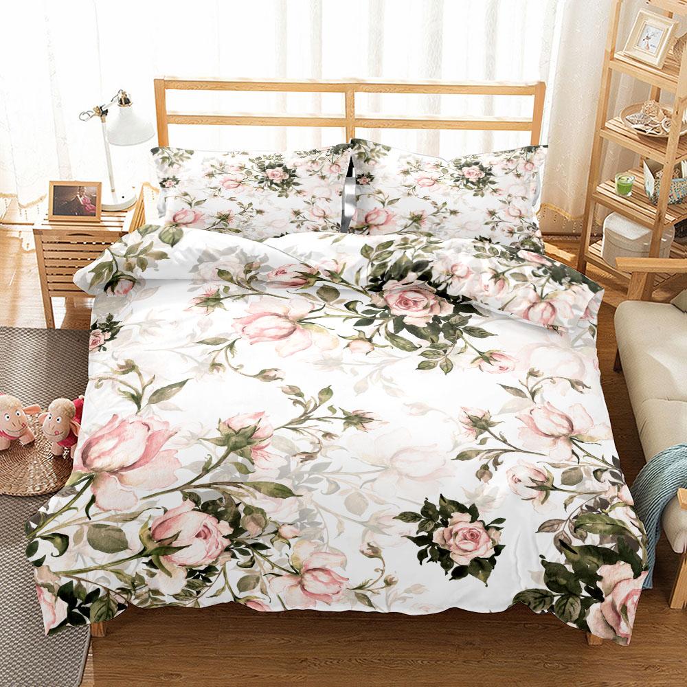 Seamless Painting Birds Floral Bedding Set Small Single Twin Double Queen King Cal King Size Bed Linen Set