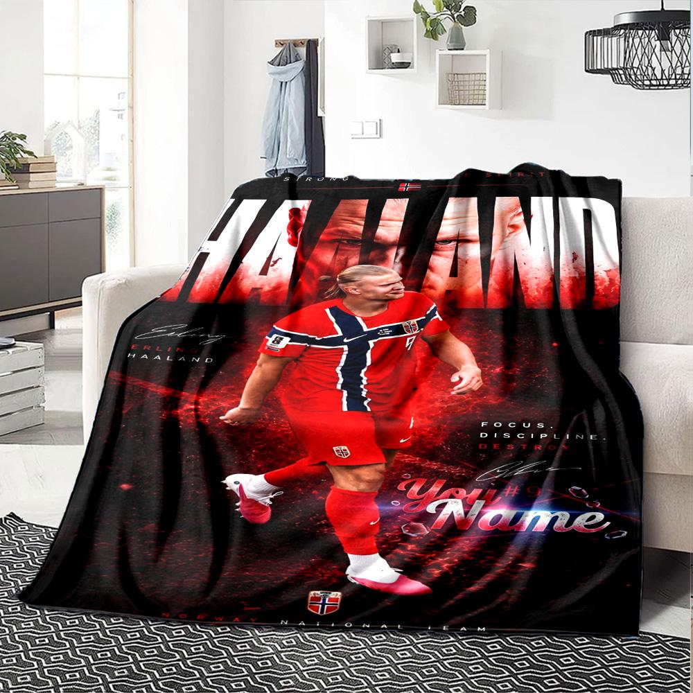 Haaland (68) Personalized Name Blanket Multi-purpose Personalized Blanket Warmthful Decor Throw For Living Room Nap Chair Picnics All-Season Use