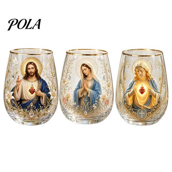 High-quality Glassware Faith Glass Cup, Lead-Free Transparent Mug, with Religious Themed Cup Gold Electroplated Edges, Stylish Christian Detailed