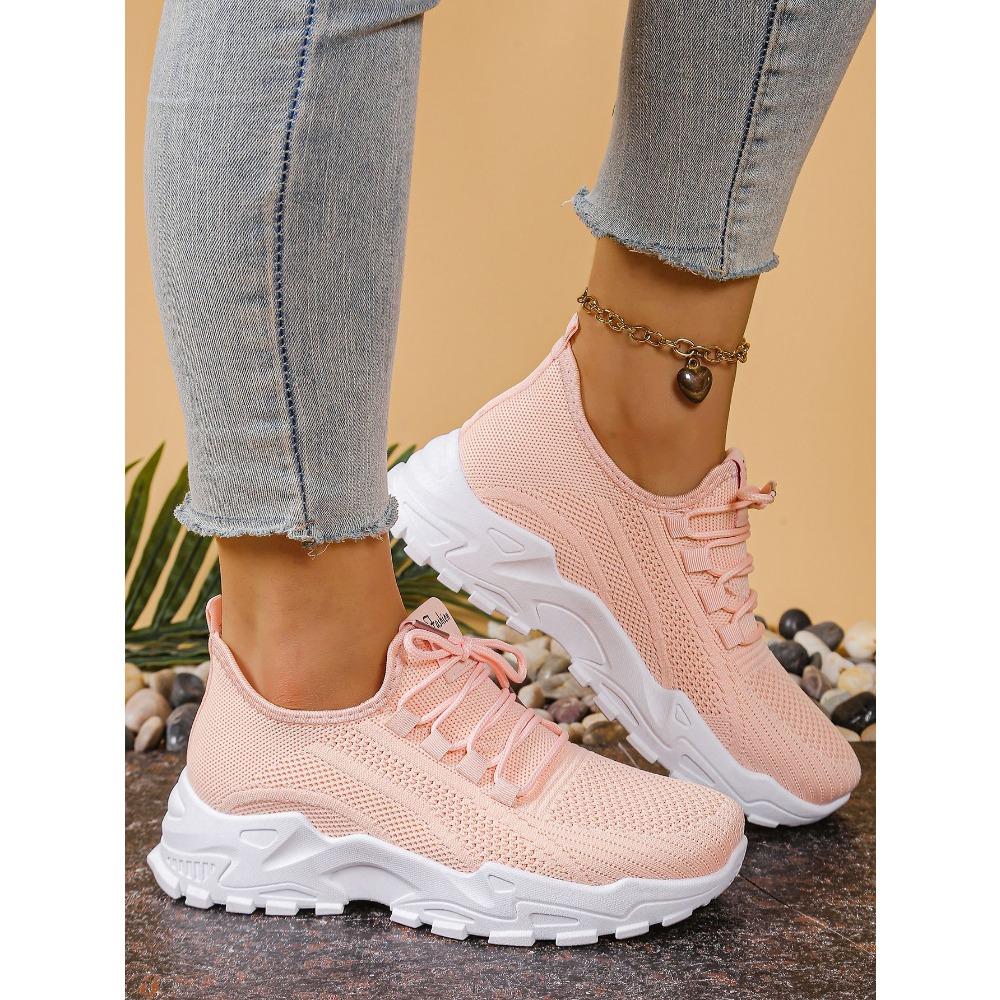 Women's Summer Breathable Flyknit Mesh Shoes, Fashion Versatile Casual Athletic Flats for Women