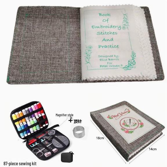 Portable Needle and Thread Set for Home Sewing and Mending – Includes Stitching Method Book and Case