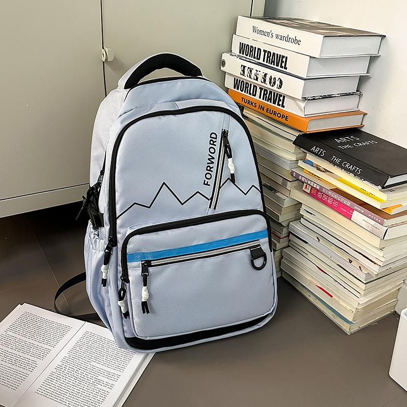 School Bag New Solid Color Backpack Casual Versatile Backpack Large Capacity Junior High School Student Backpack