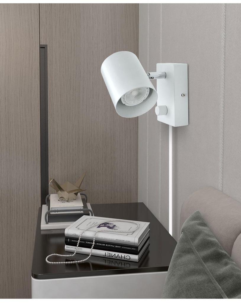 Adjustable Angle Modern Minimalist Bedside Wall Lamp with GU10 Spotlight for Living Room