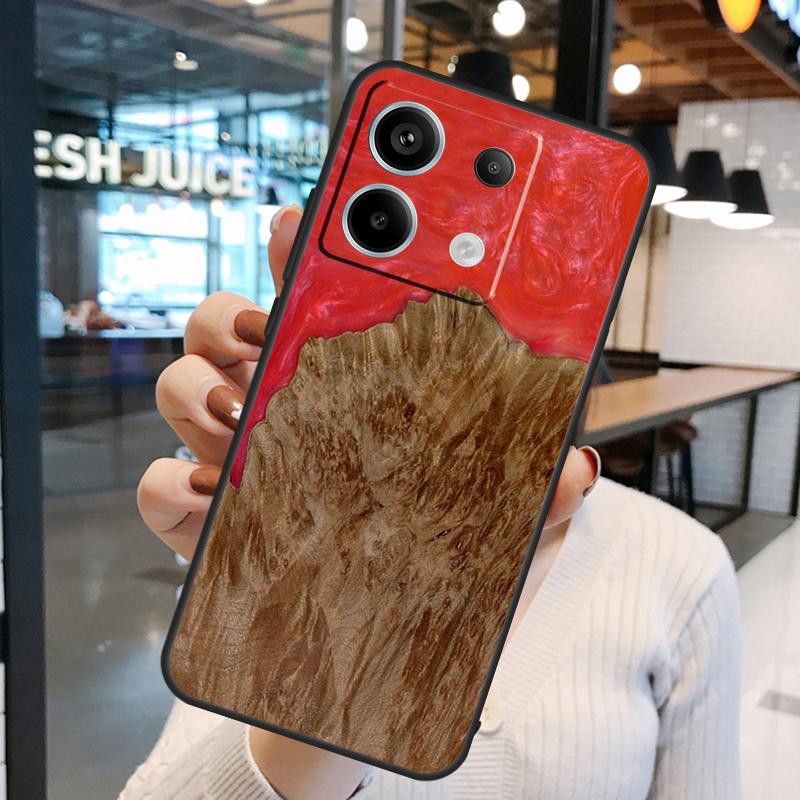 Traveler Protective Wood Resin Case For Xiaomi Redmi Note 13 Pro 10 11 12 14 15 Pro Plus Redmi 15C 14C 10C 12C 13C 15 Cover