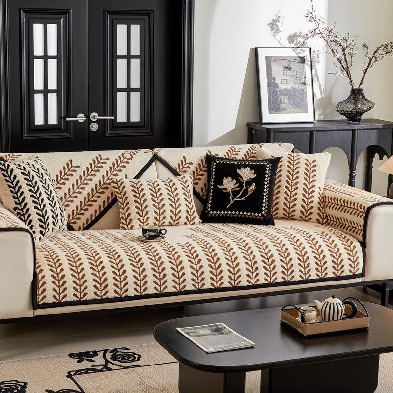 New Autumn And Winter Plush Sofa Cushion Advanced Sense Winter Thickened Seat Cushion Non-Slip Straight Row Sofa Cover Cover Cloth