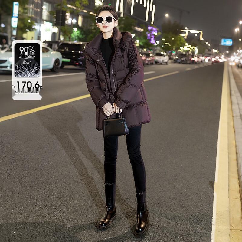 Sibaisha Women s Solid Color 90% Down Hooded Jacket