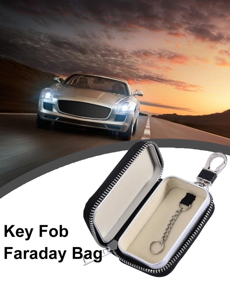Sac bloqueur de signal pour clé de voiture RFID blindé signal étui zippé cuir PU anti-piratage anti-vol pochette pour clé de voiture boîte de Faraday pour voiture