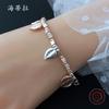New two-color leaf square grain beaded alloy bracelet, leaf shape women's small clear jewelry