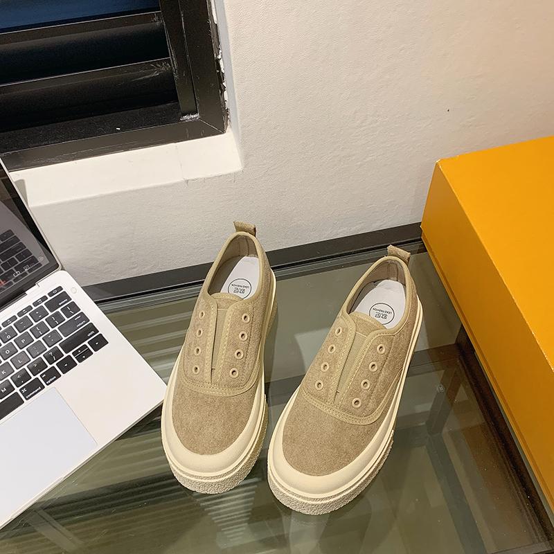 Fashion Spring New Casual Sports Shoes Women's Round Head Deep Mouth Suede Thick Sole Anti-slip Wear-resistant Single Shoes