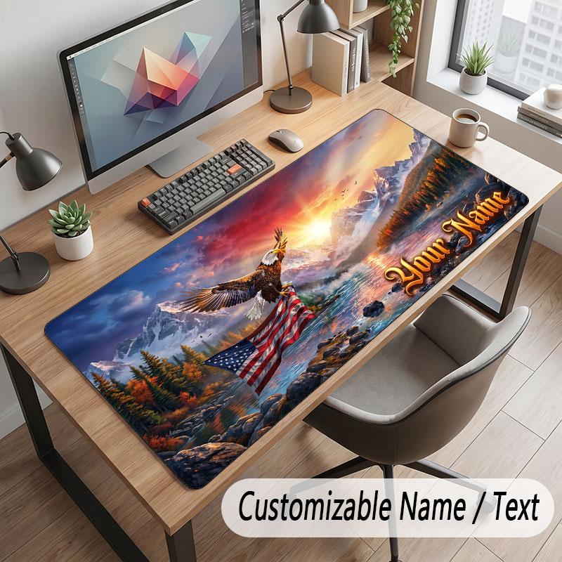 American Patriotic Theme Customized Mouse Pad Personalized Print Name Text Desk Mat For Home Office Table Decor