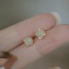 1 Pair of Delicate and Compact Earrings for Women, Embedded with Simulated Jade Earrings, Suitable for Daily Wear and Holiday Gift Giving
