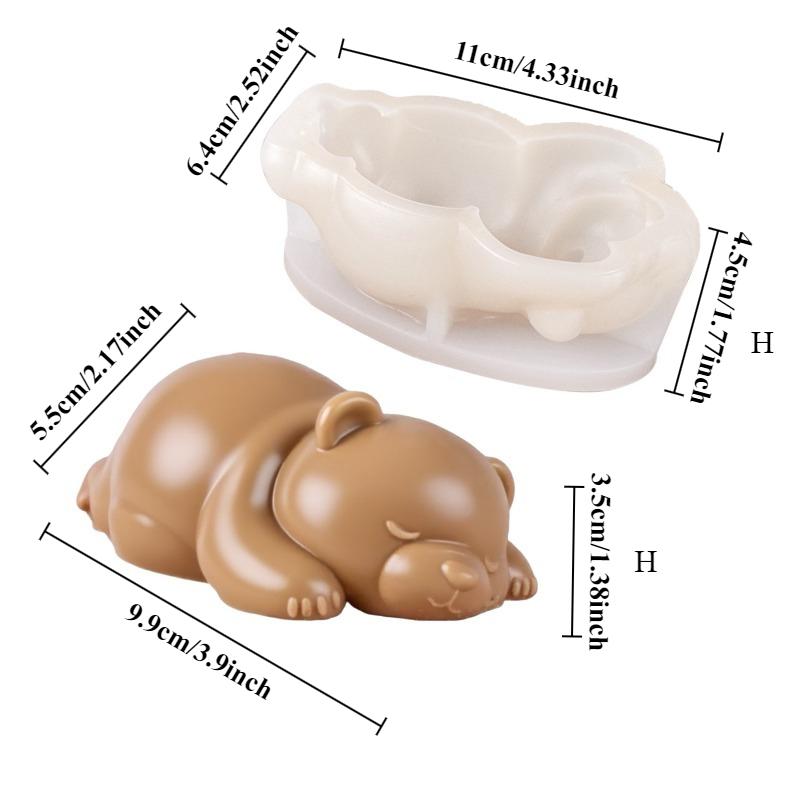 Cute Sleeping Bear Candle Silicone Mold DIY Lying Bear Crafts Cement Gypsum Soap Mold Chocolate Baking Mold Home Decoration