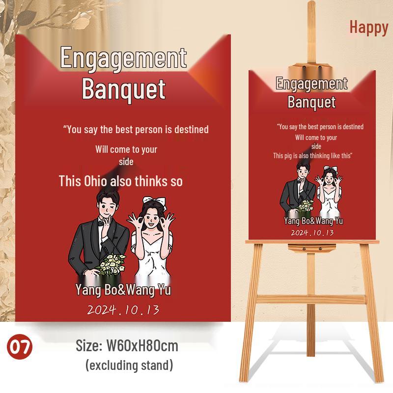 Custom Wedding Welcome Sign Display Stand: High-End Creative Decoration for Engagement Banquets