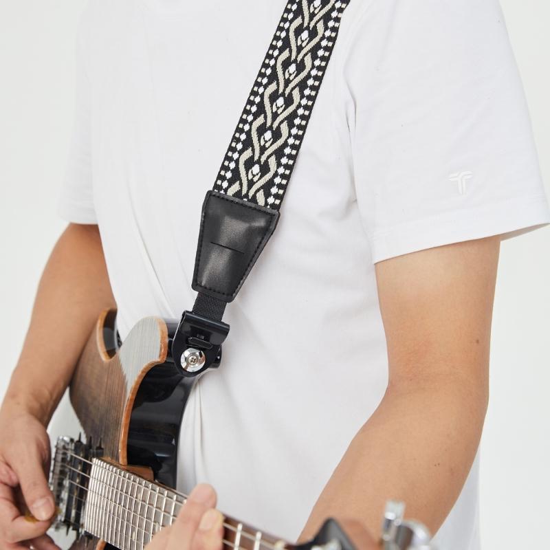 Adjustable Guitar Strap Acoustic Guitar Shoulder Belt Strap with Leather Ends Stringed Instrument Accessories
