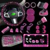 Anti-Slip Comfort Steering Wheel Cover No Inner Ring Elastic Band Diamond Rhinestone License Plate Frame Auto Interior Decoration Universal Black