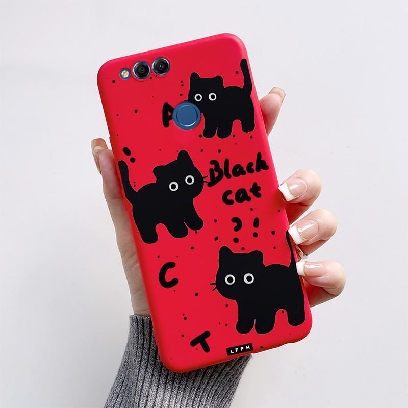 For Honor 7X Case Matte Cover Honor7X 7 X Soft Silicone Cute Cat Cartoon Case For Huawei Honor 7X BND-L21 BND-L22 BND-L24 Coque