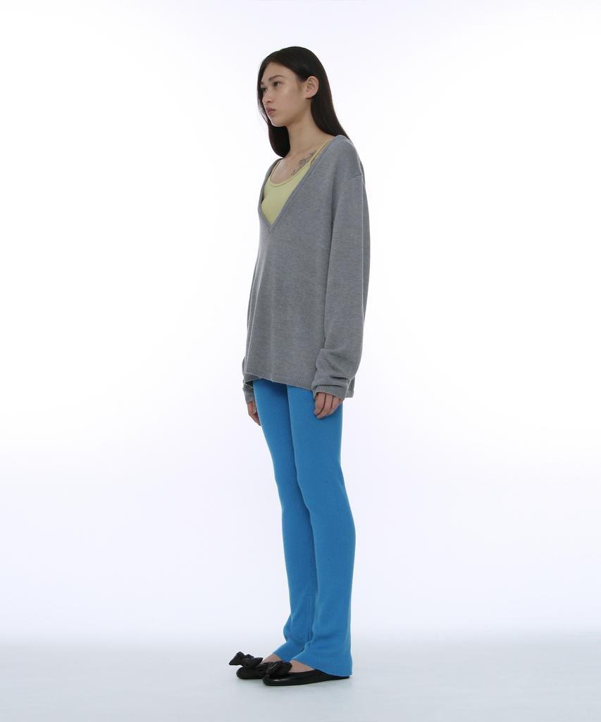 PARTIMENTO WOMEN Pwc Oversized Deep V-Neck Knit Top_Melange