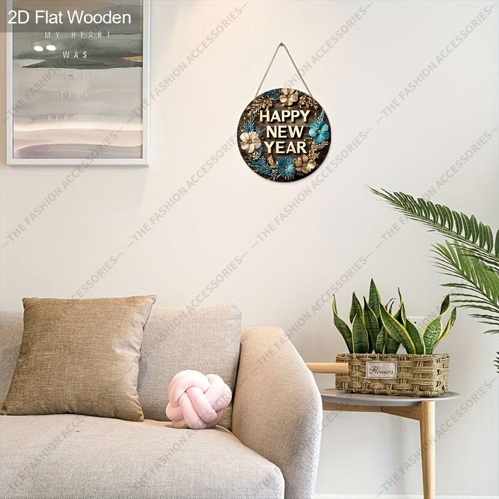 Christmas decoration sign,indoor hanging decorations,2D flat Wooden products with THE PATTERN is the text "HAPPY NEW YEAR",Christmas gifts for family