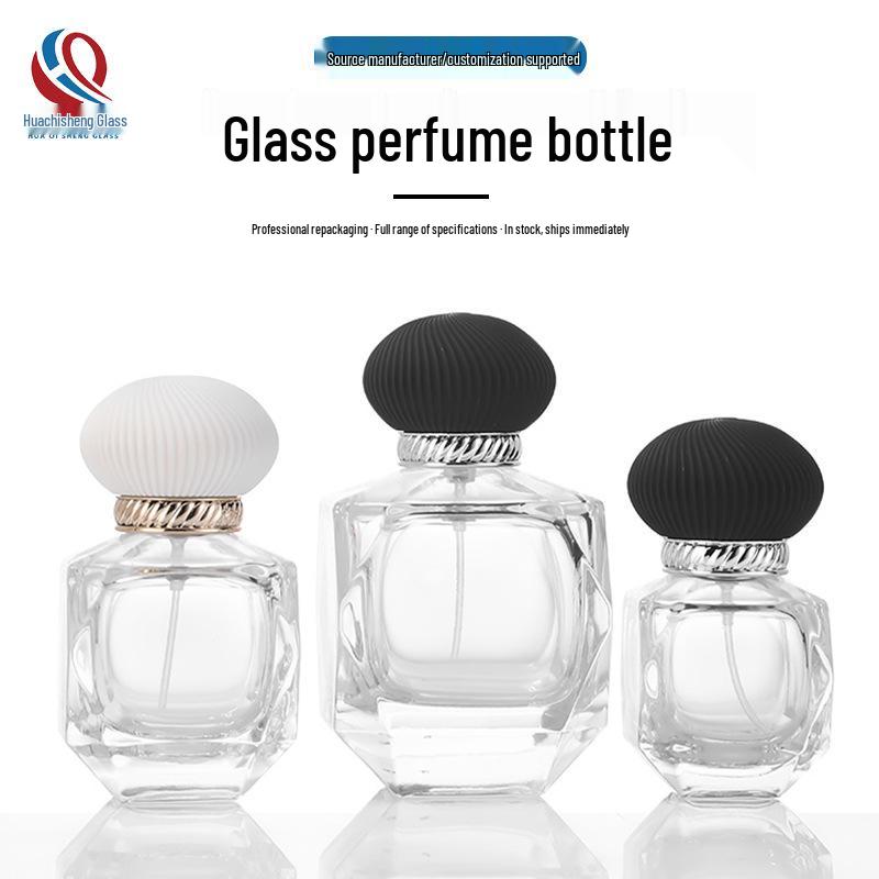 Transparent Glass Perfume Spray Bottle with Cap and Nozzle