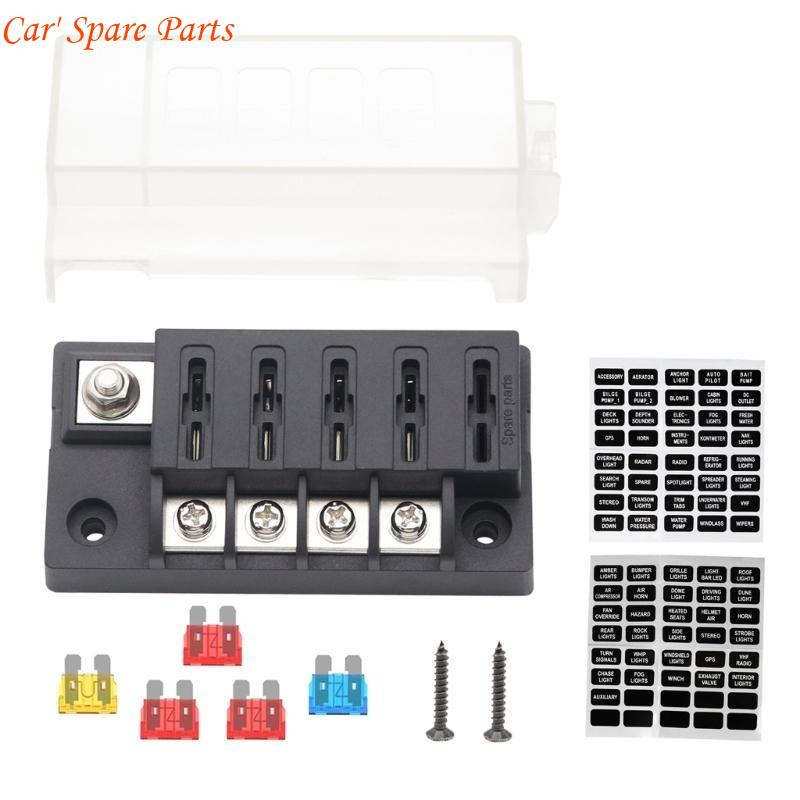 

Y4UA 4-Way Fuses Block Car Fuses Block Blade With 4 Fuses Blade And Plastic Cover
