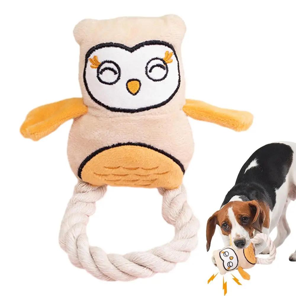 Dog plush squeaky toy cotton rope owl toy chew-resistant dog toy pet self-entertainment interactive creative toy