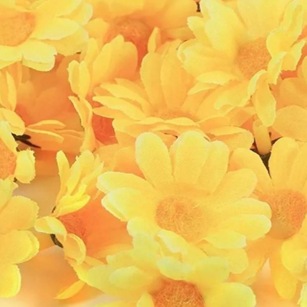 100pcs Artificial Little Daisy Lovely DIY Handcraft Silk Little Daisy for Offices Weddings Yellow