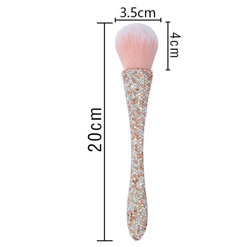 Diamond-Inlaid Handle Loose Powder Brush with High-Footed Cup for Blush & Makeup Setting