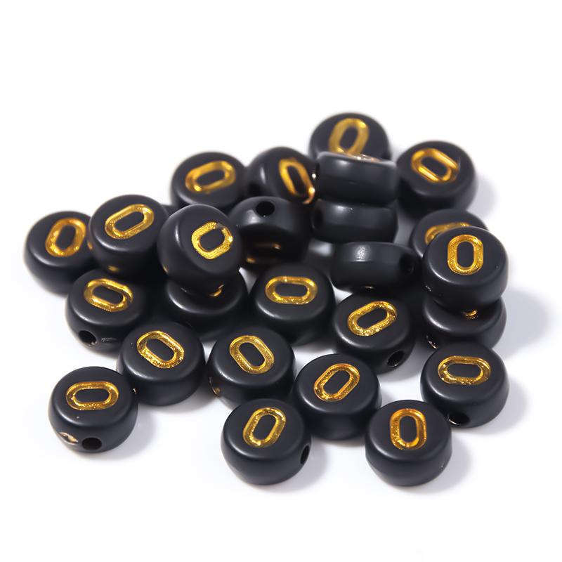 100pcs Black Color Acrylic Letter Beads A-Z Round Flat Alphabet Spacer Bead for Jewelry Making DIY Bracelet Necklace Charms