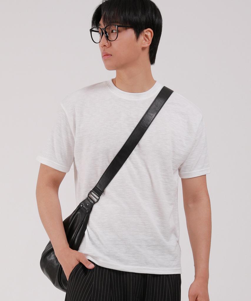 Dibellobeu Slub Round Short Sleeve T-Shirt_Ivory