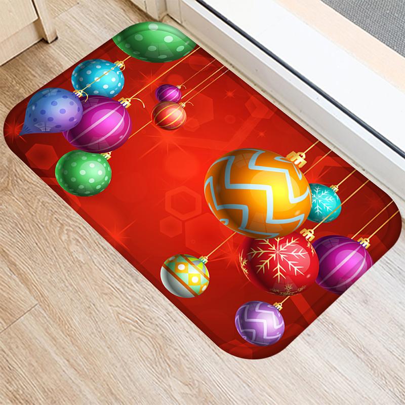 Merry Christmas and New Year Home Decoration Entrance Door Mat Bathroom Kitchen Non-Slip Floor Mat Living Room Hallway Carpet