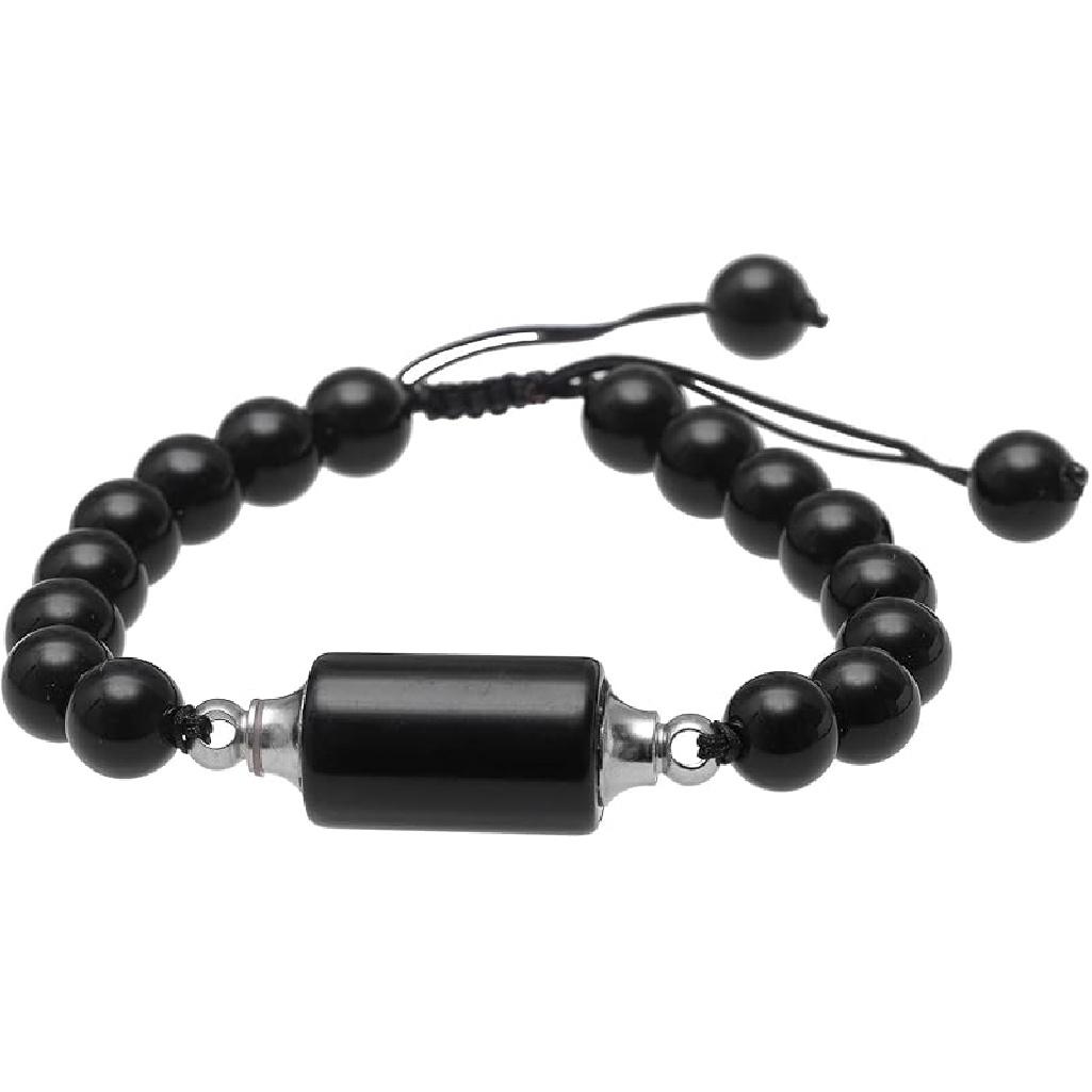 Nupuyai Aromatherapy Diffuser Bracelet for Women and Men, Adjustable Cylindrical Black Obsidian Crystal Bracelet for Meditation, Positive Energy