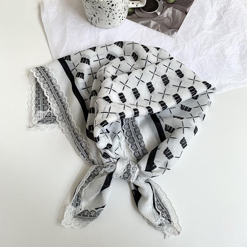 

Шелковый шарф на шею маленький квадратный шарф кружевной полосатый с узором «кешью» шелковый шарф весенне-летний легкий платок головной повязка декоративный шарф