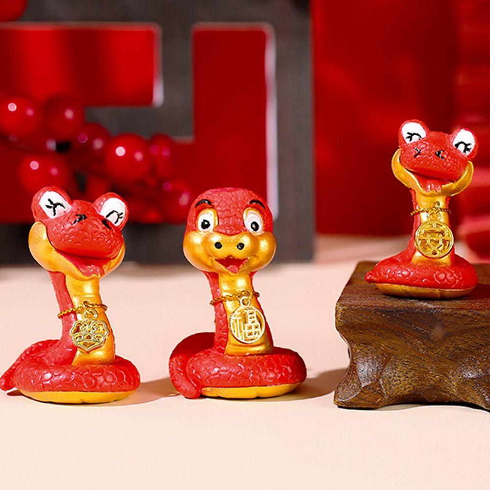 4pcs Zodiac Snake Mini Lucky Snake Figurine Cute Snake Year Mascot  Home Office Accessories