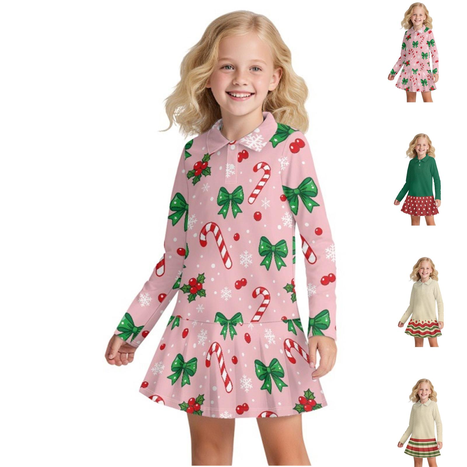 

Принтованная спортивная теннисная юбка с длинным рукавом для девочек, рождественское детское универсальное платье, плиссированная юбка 8 розовый