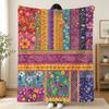 Bohemian Patchwork Style Vintage Floral Blanket Printed Flannel Soft Warm Cozy Season Nap Bed Sofa Travel Camping Gift Adult Kid