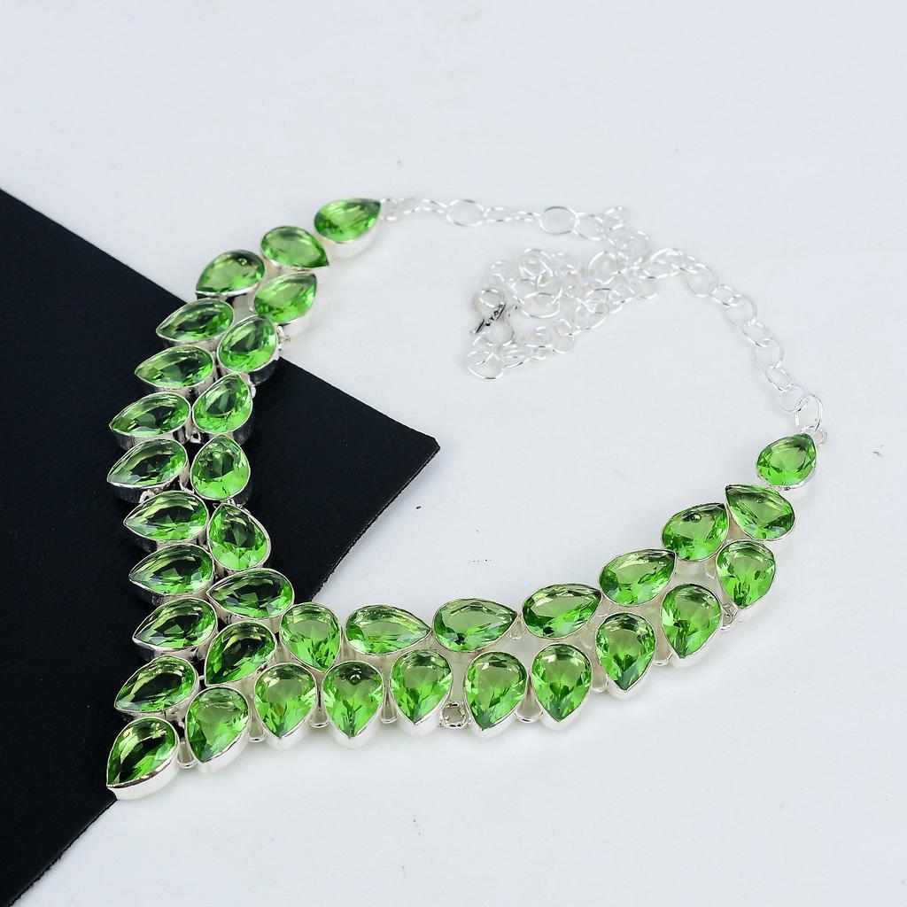 Amazing Chrysolite Gemstone Handmade 925 Sterling Silver Necklace, Chrysolite Silver Necklace For Wife, Unisex Necklace, Engagement Gift